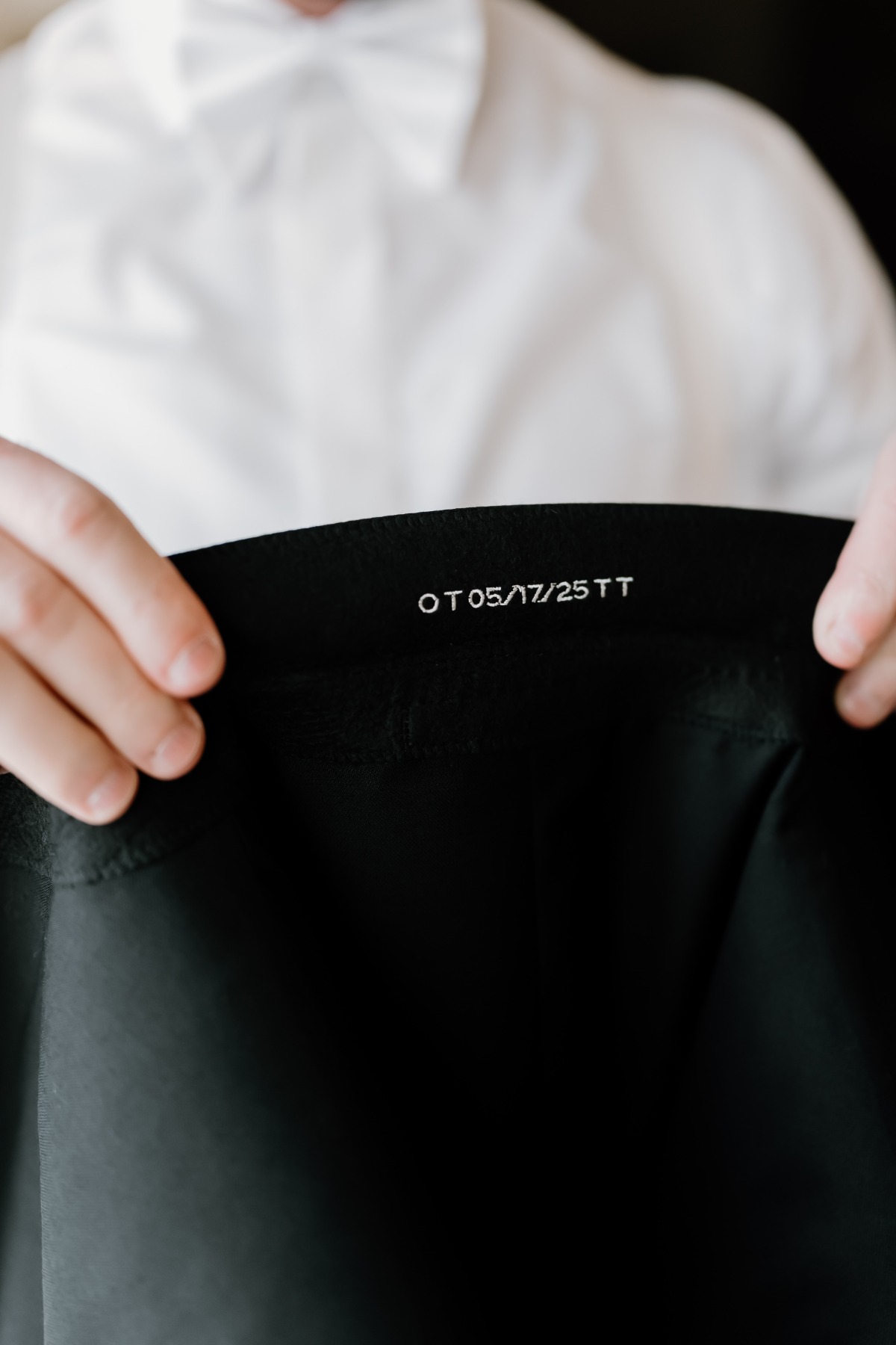 custom embroidered date on suit jacket