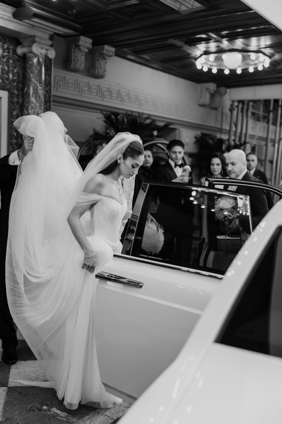 white luxury car rental
