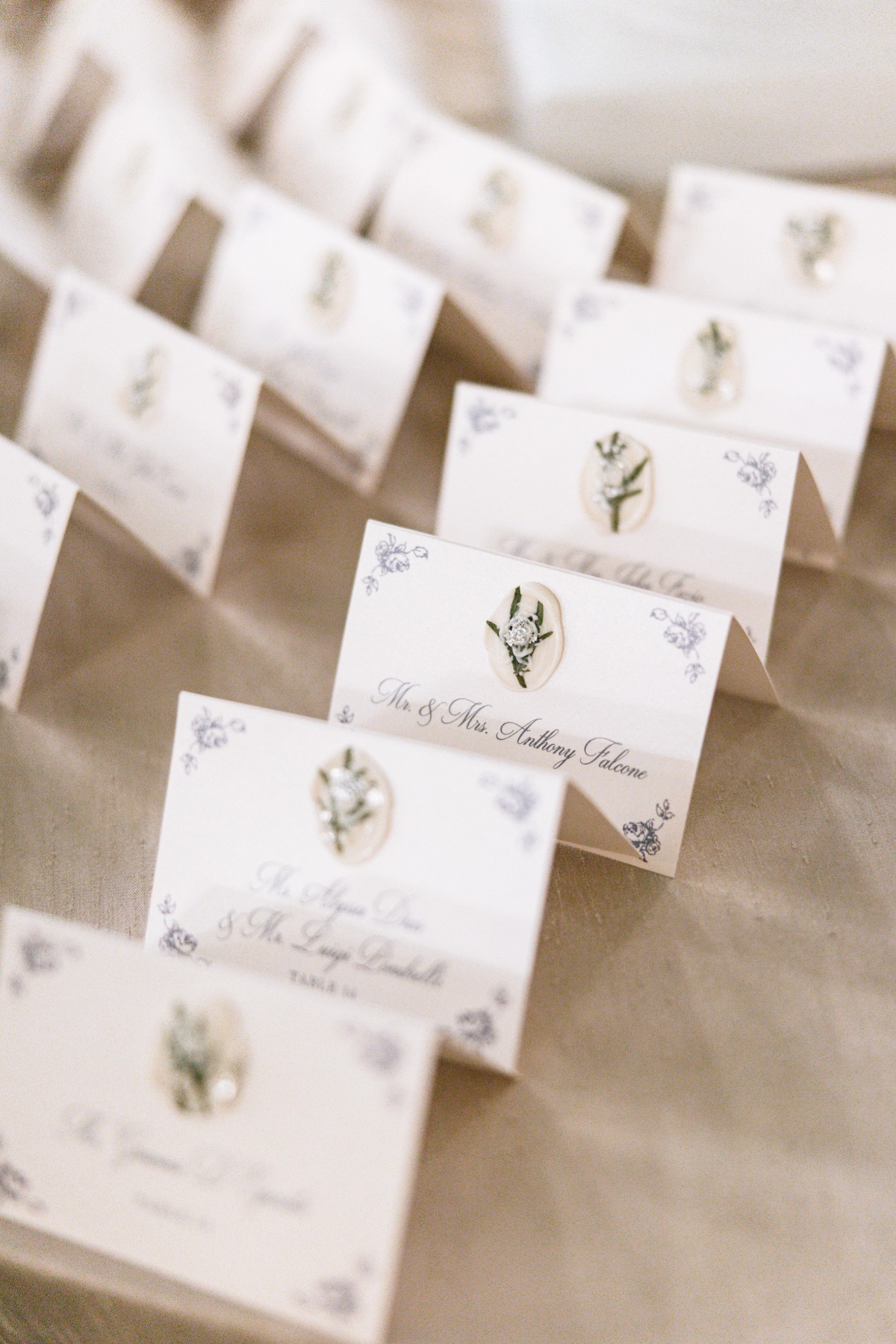 custom floral seating cards
