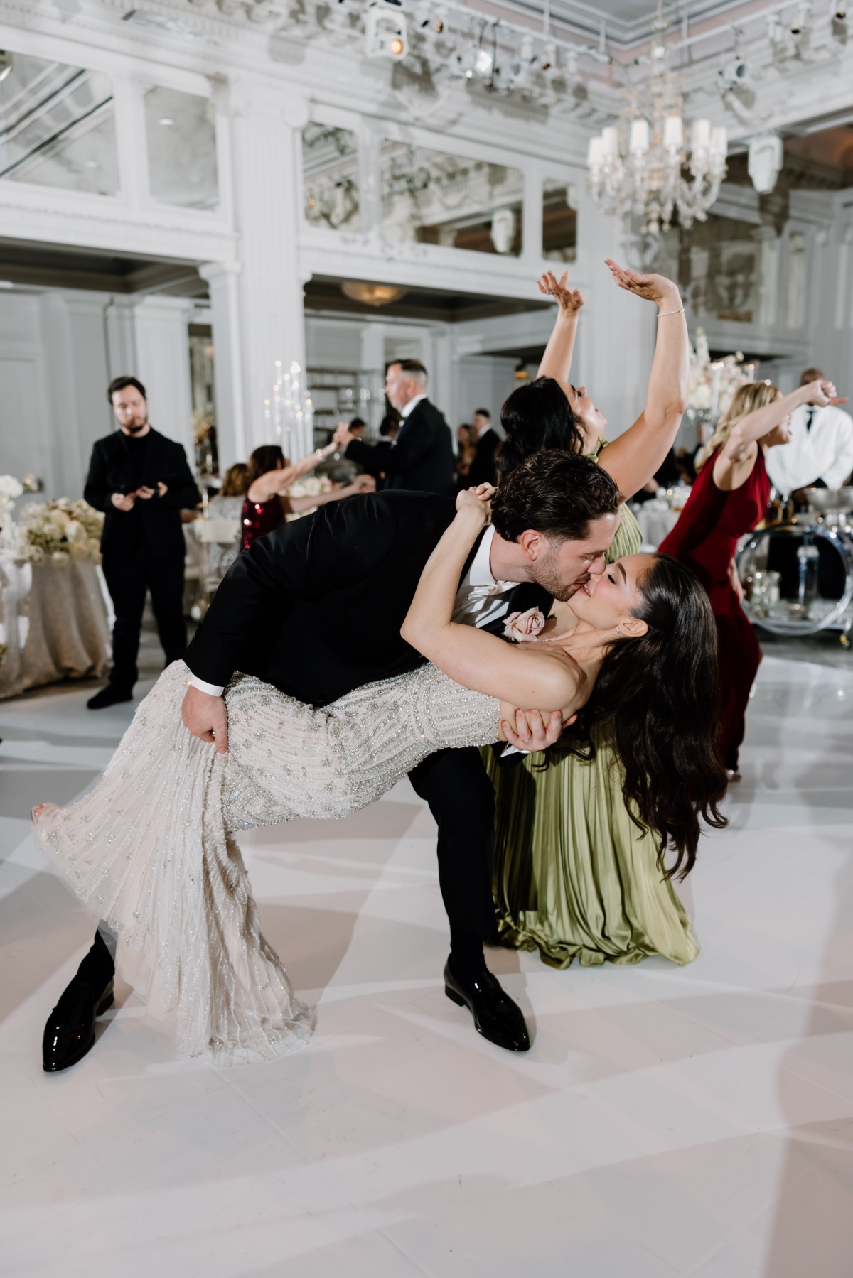 beaded reception dress