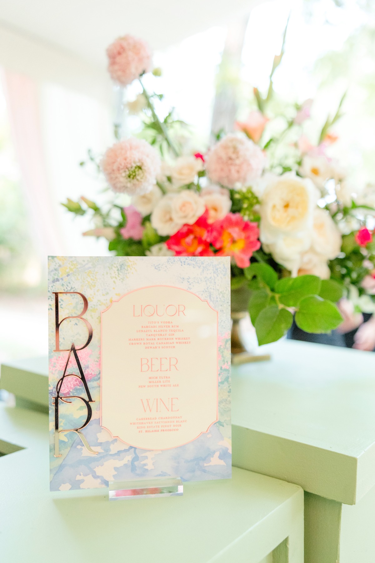 watercolor bar sign ideas for wedding