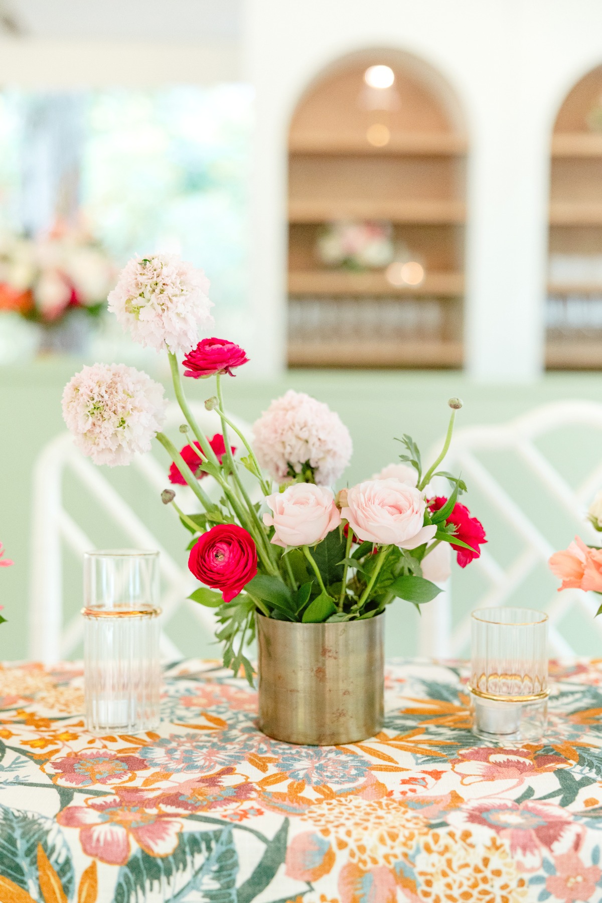 pink floral centerpieces