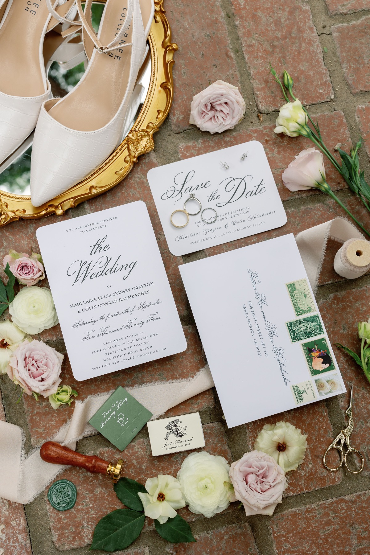 wedding invitation stamp color palette