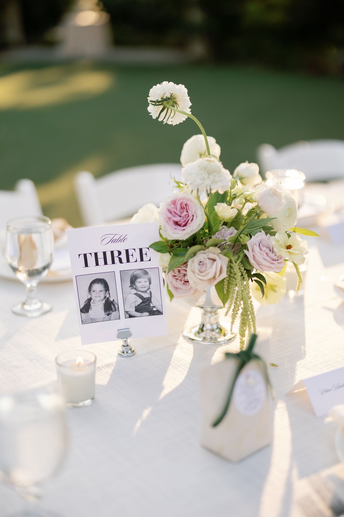 table numbers with photos from childhood