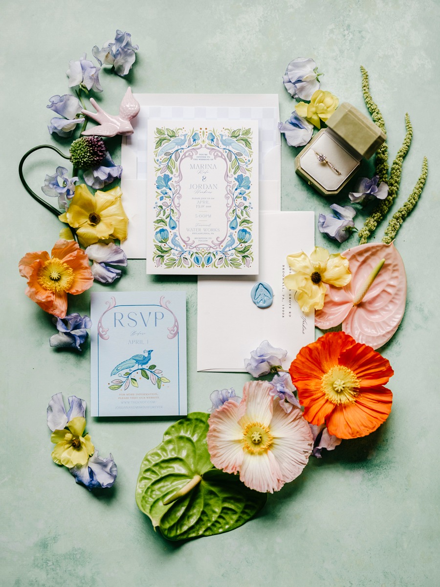 pastel wedding invitations
