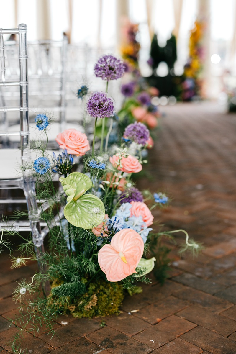 colorful wedding ceremony flower ideas
