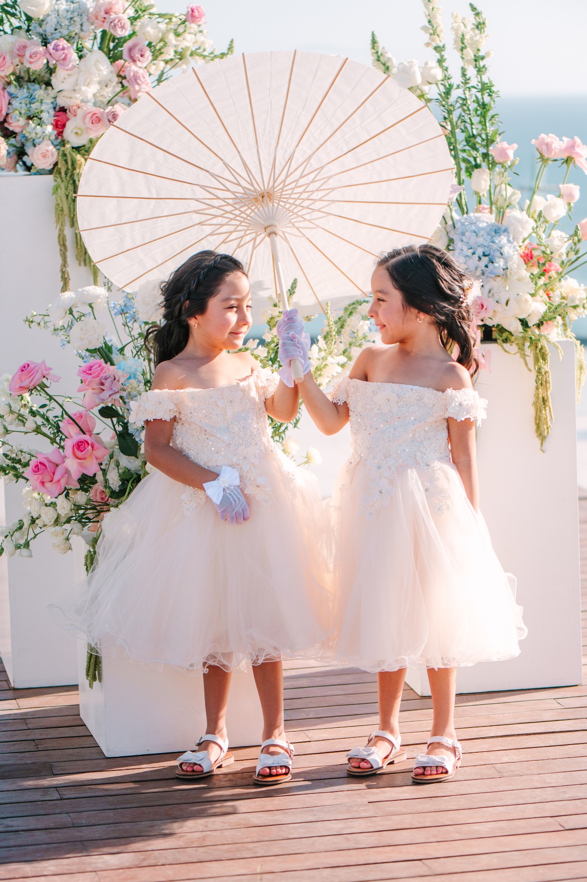off the shoulder flower girl dresses