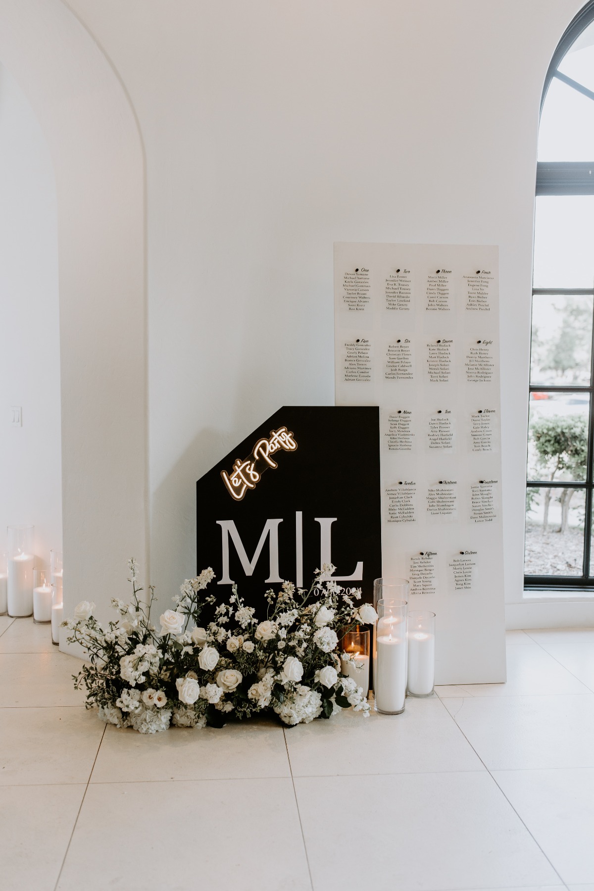 black acrylic wedding sign