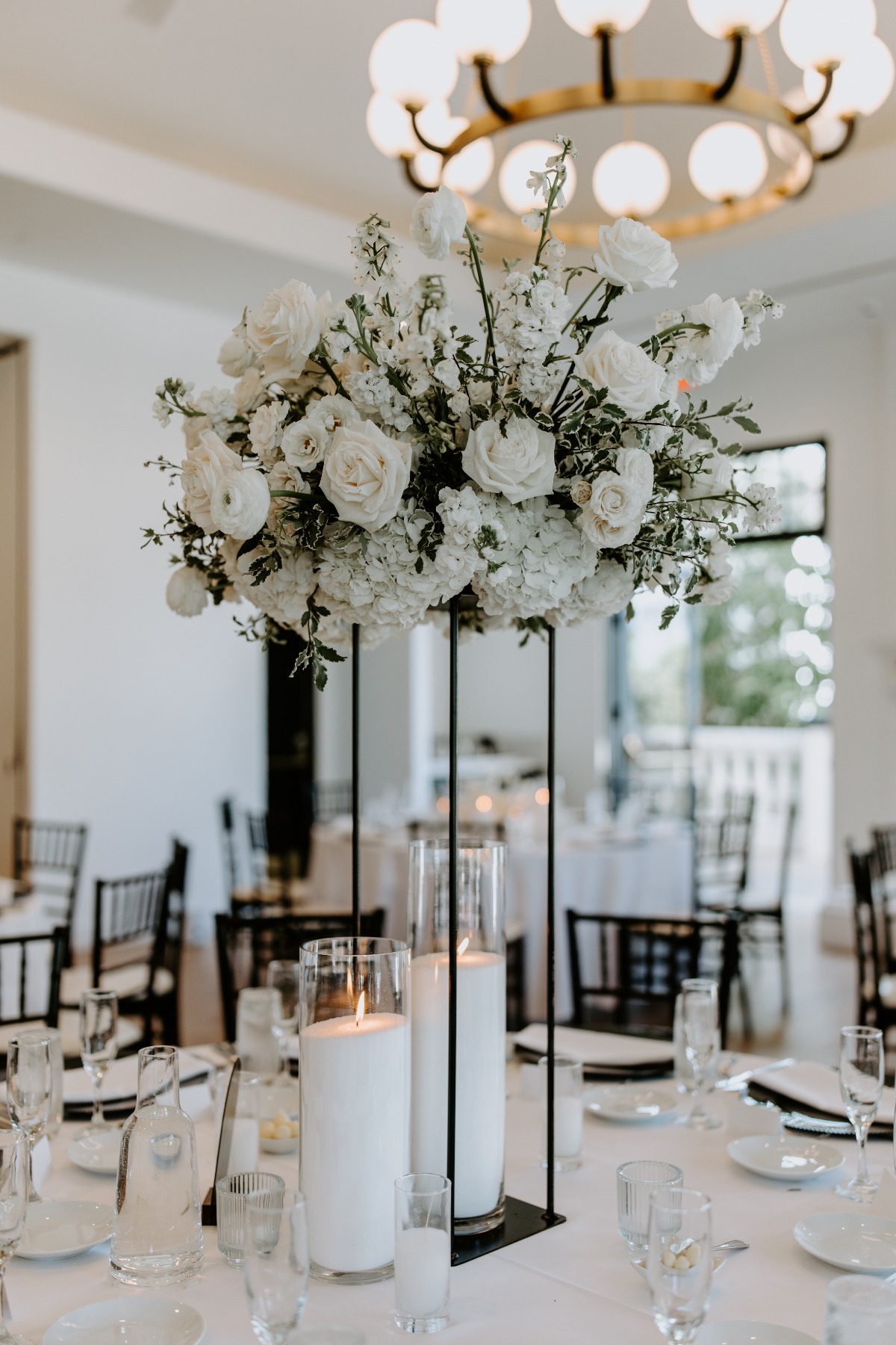 black and white wedding reception