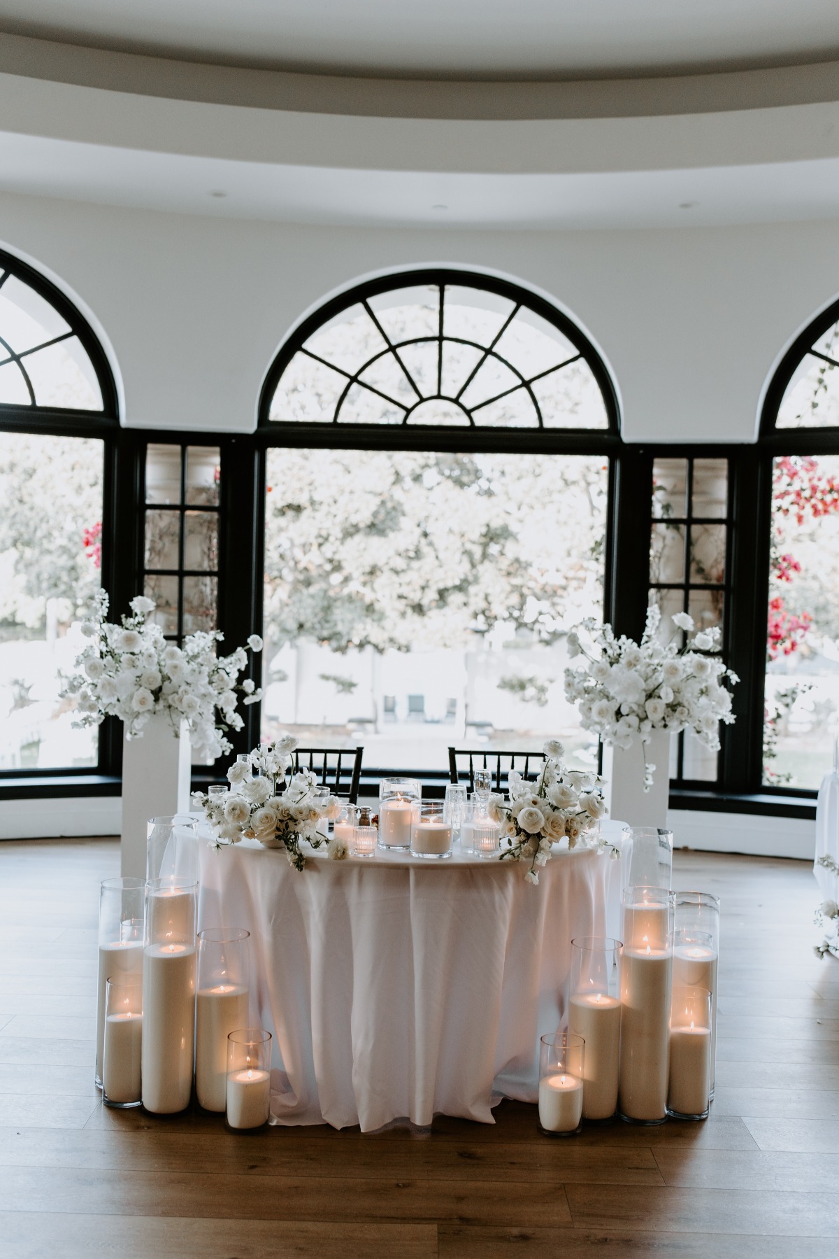sweetheart table with lots of candles