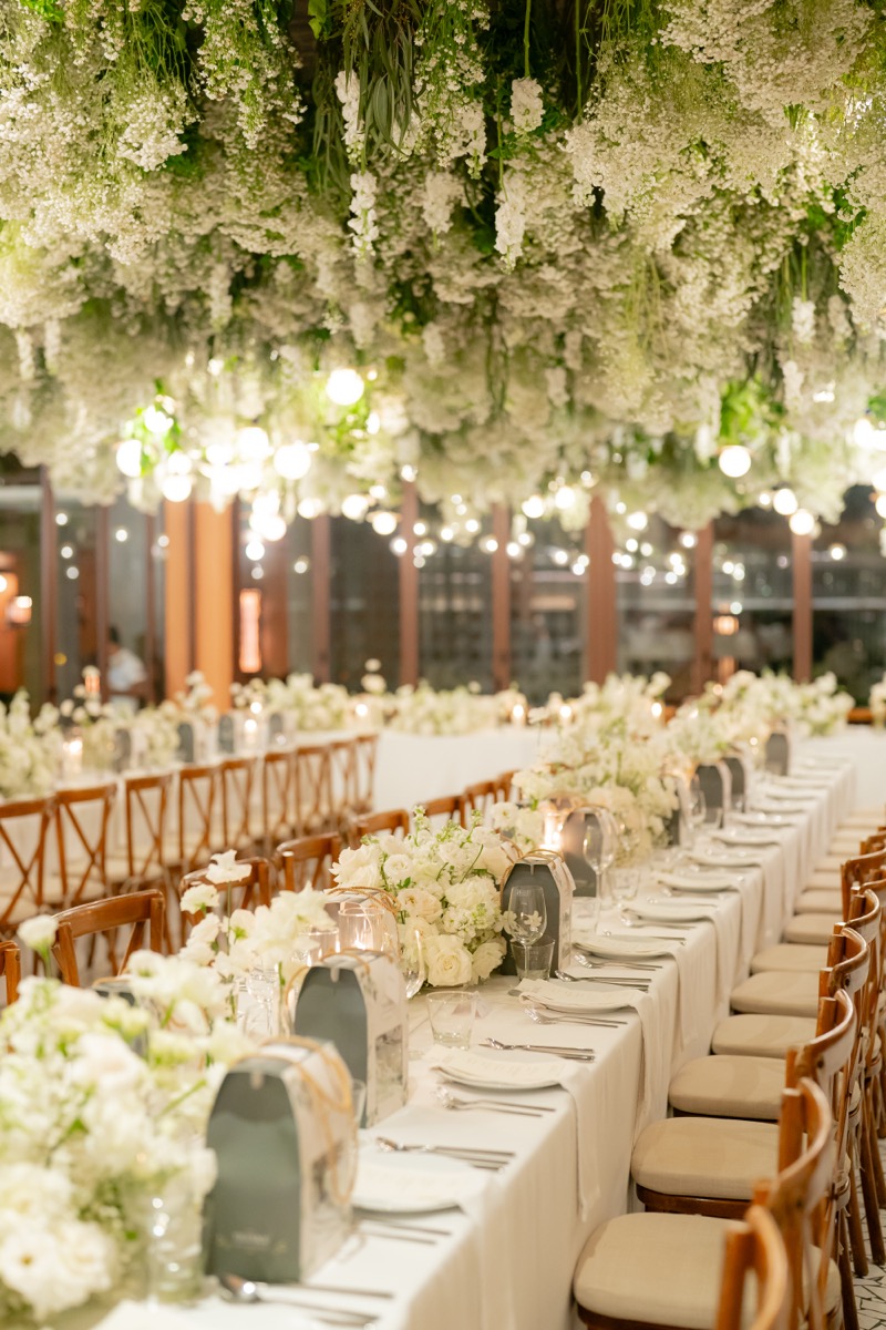 hanging florals for reception