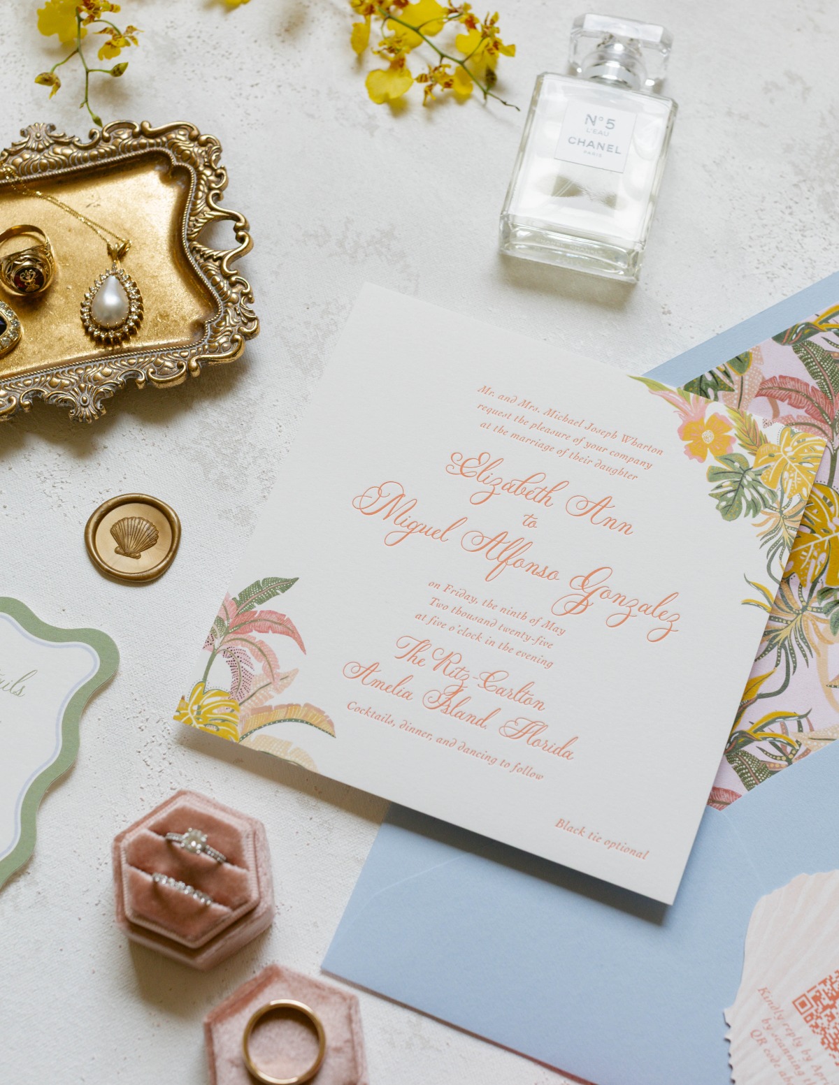 pastel wedding invitation suite