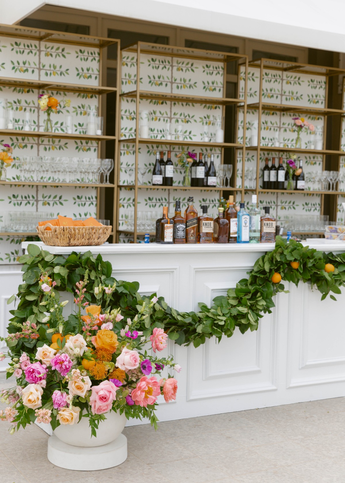 orange garland for bar decor