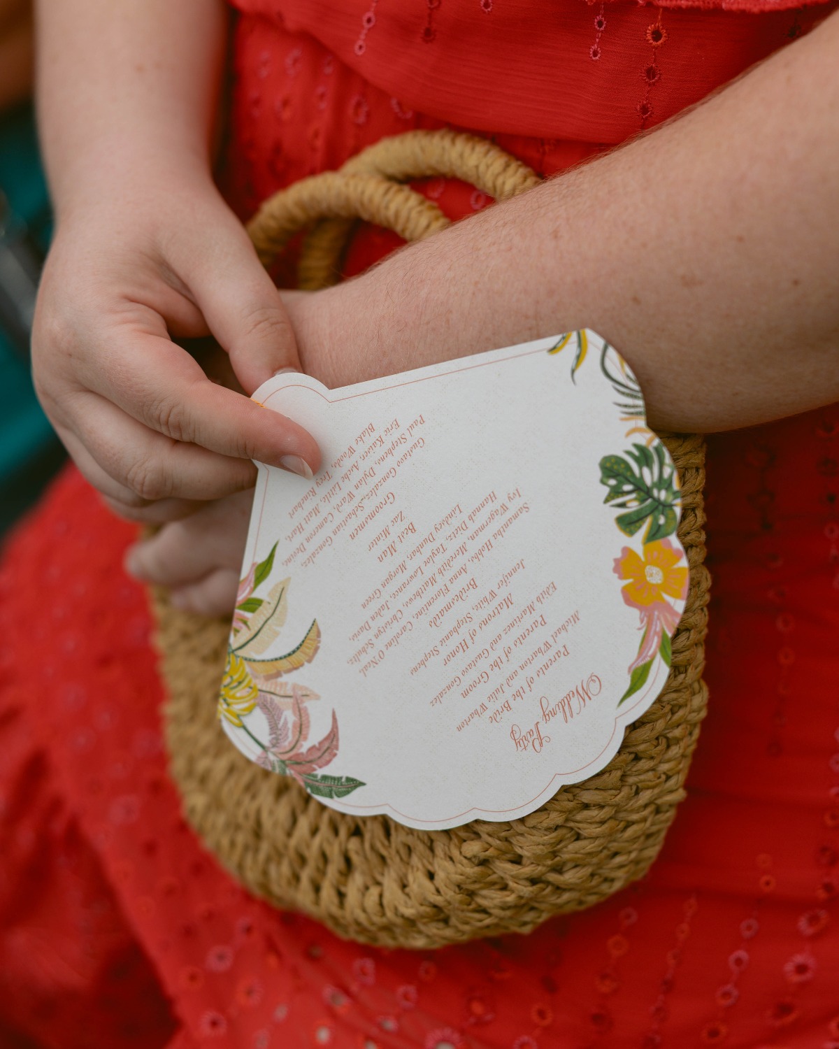 shell shaped wedding program and fan