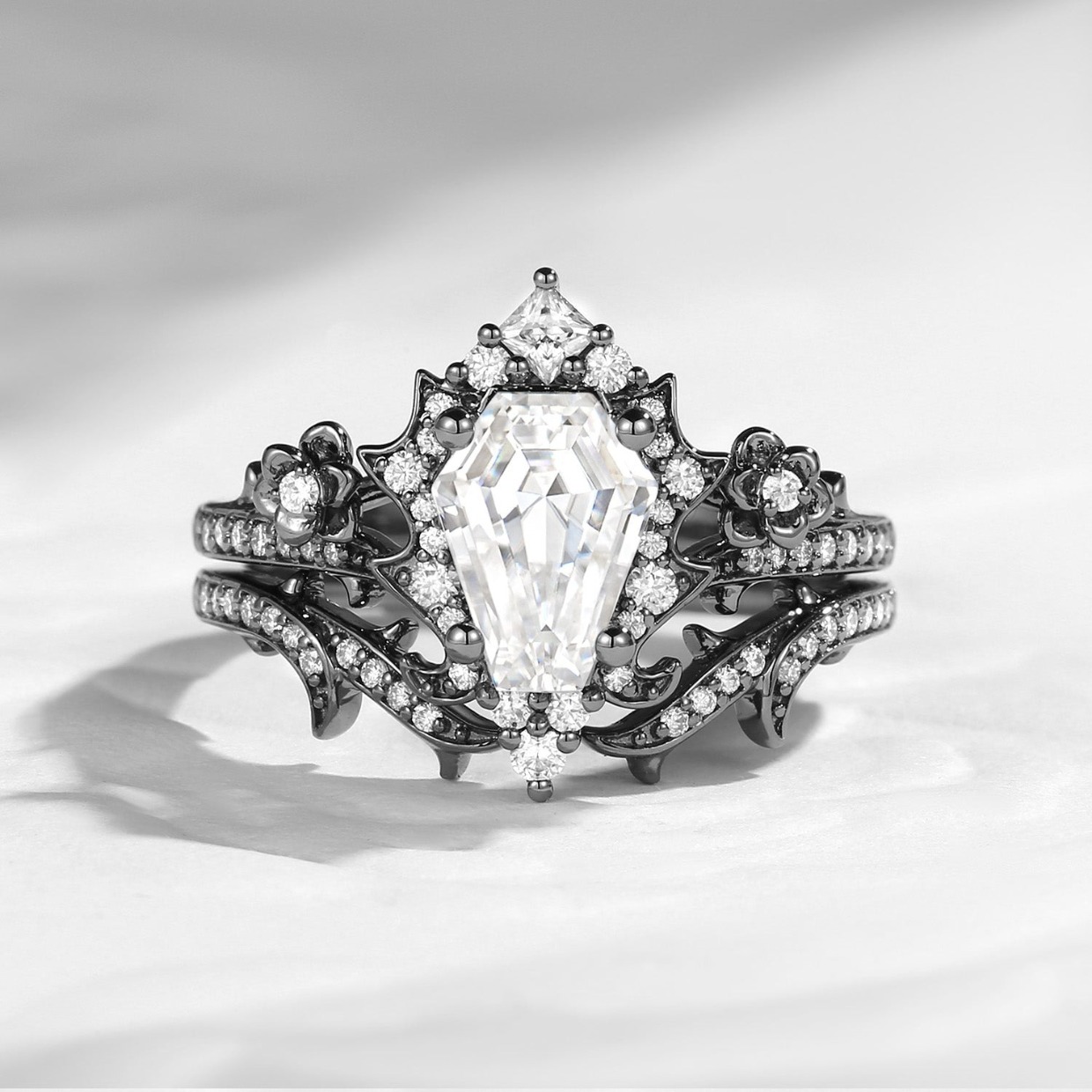 coffin cut diamond engagement ring by StarlandUS