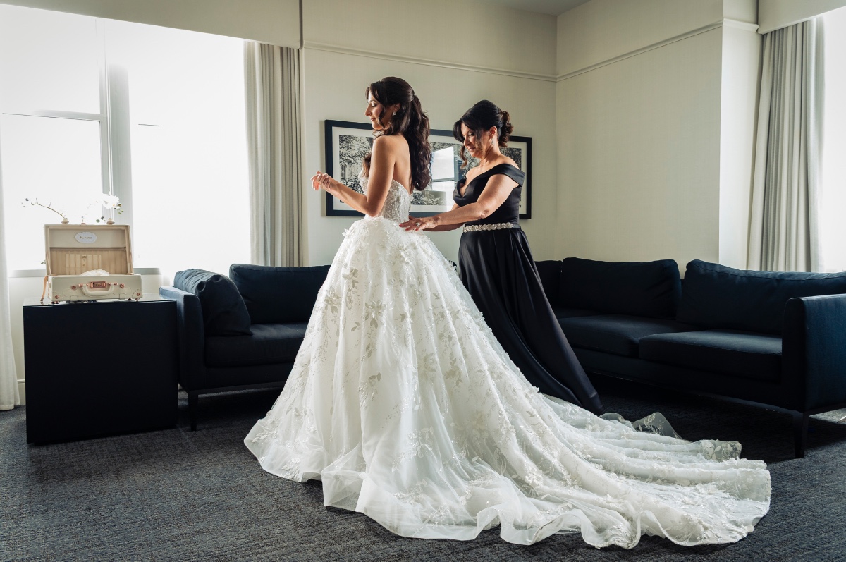 floral applique wedding ballgown