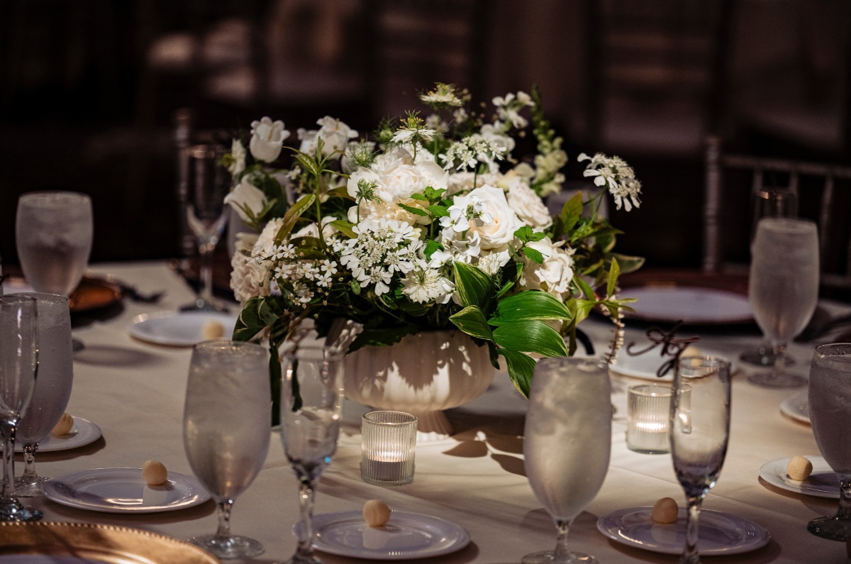 white rose centerpieces