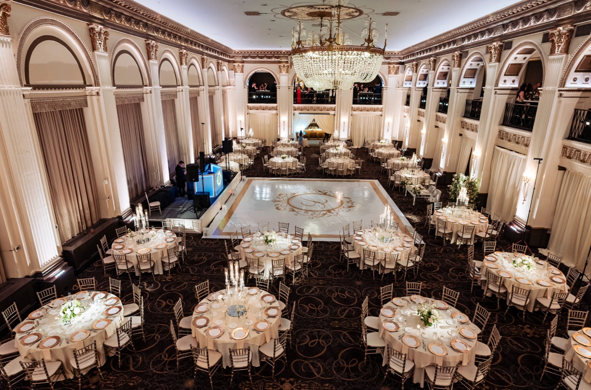 traditional grand ballroom wedding reception