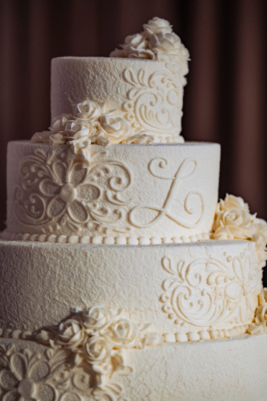 textured white wedding with icing designs