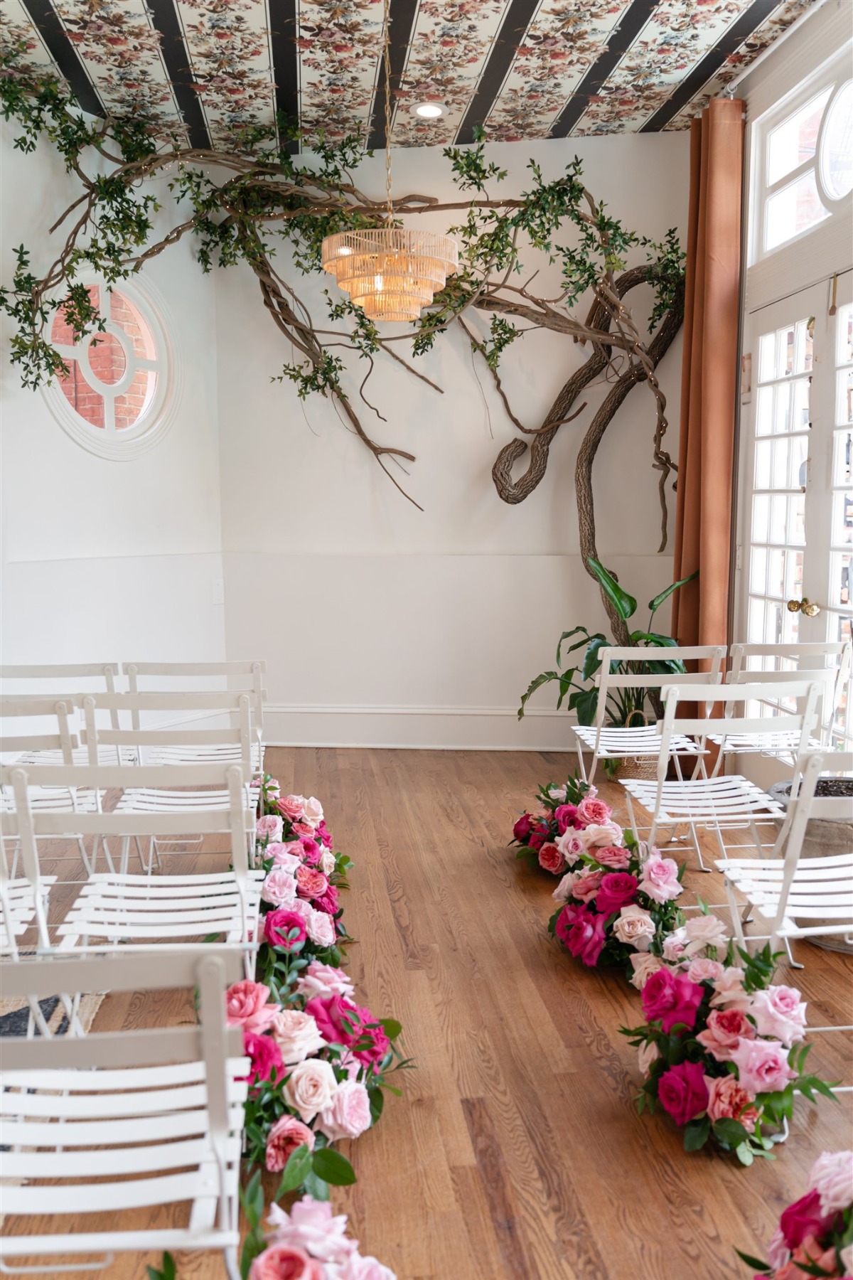 garden-inspired indoor wedding ceremony