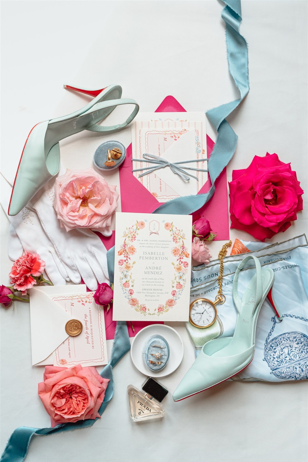 pink floral wedding invitations