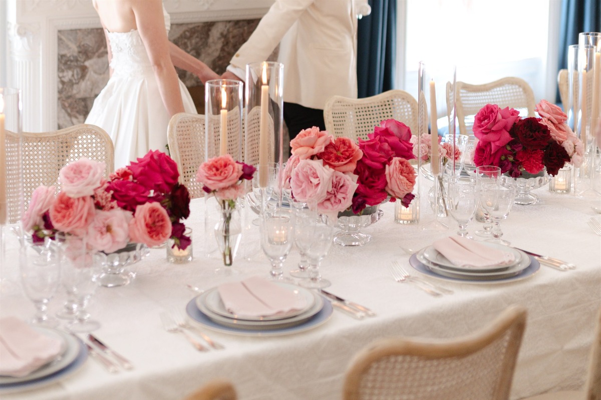 ombre pink centerpieces