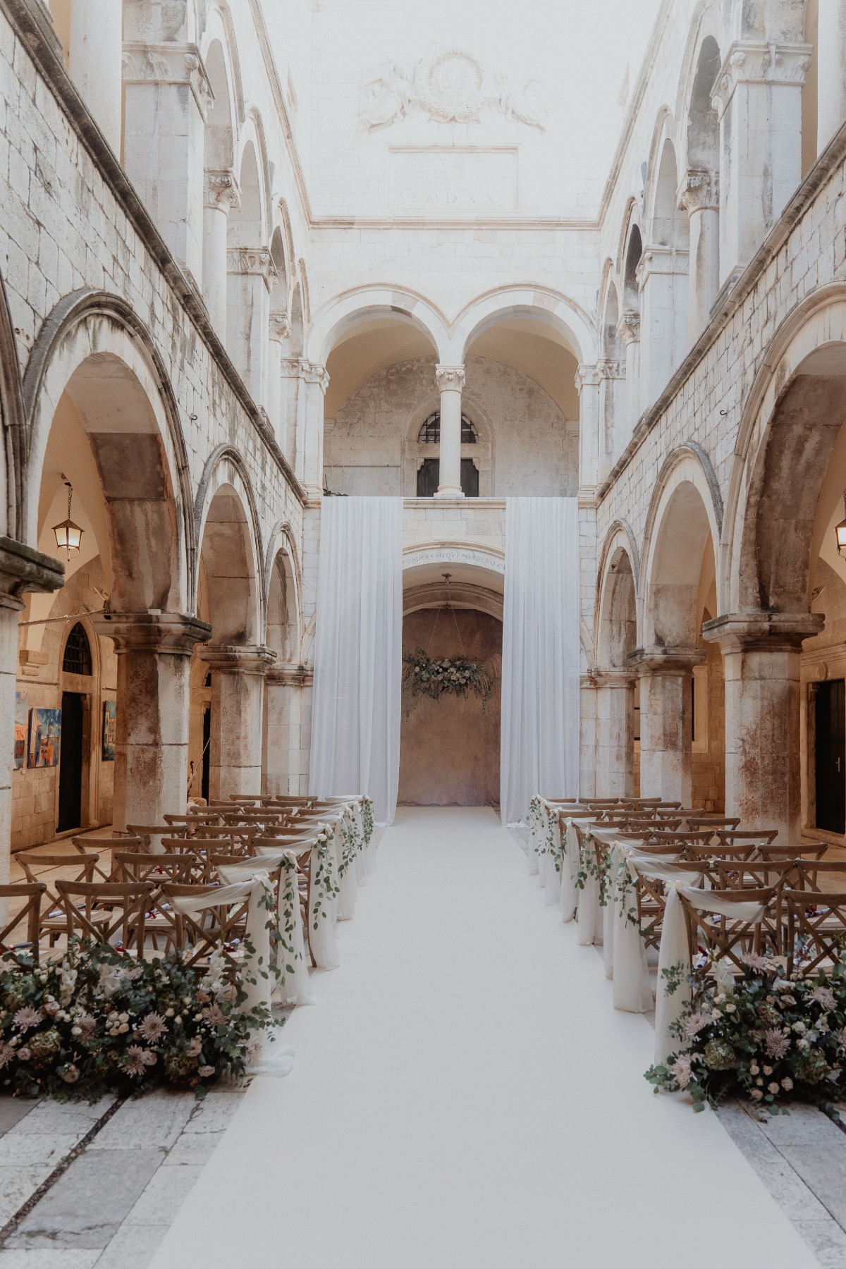 simple draped wedding ceremony