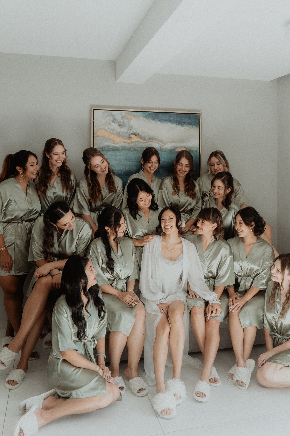 sage robes for bridesmaids