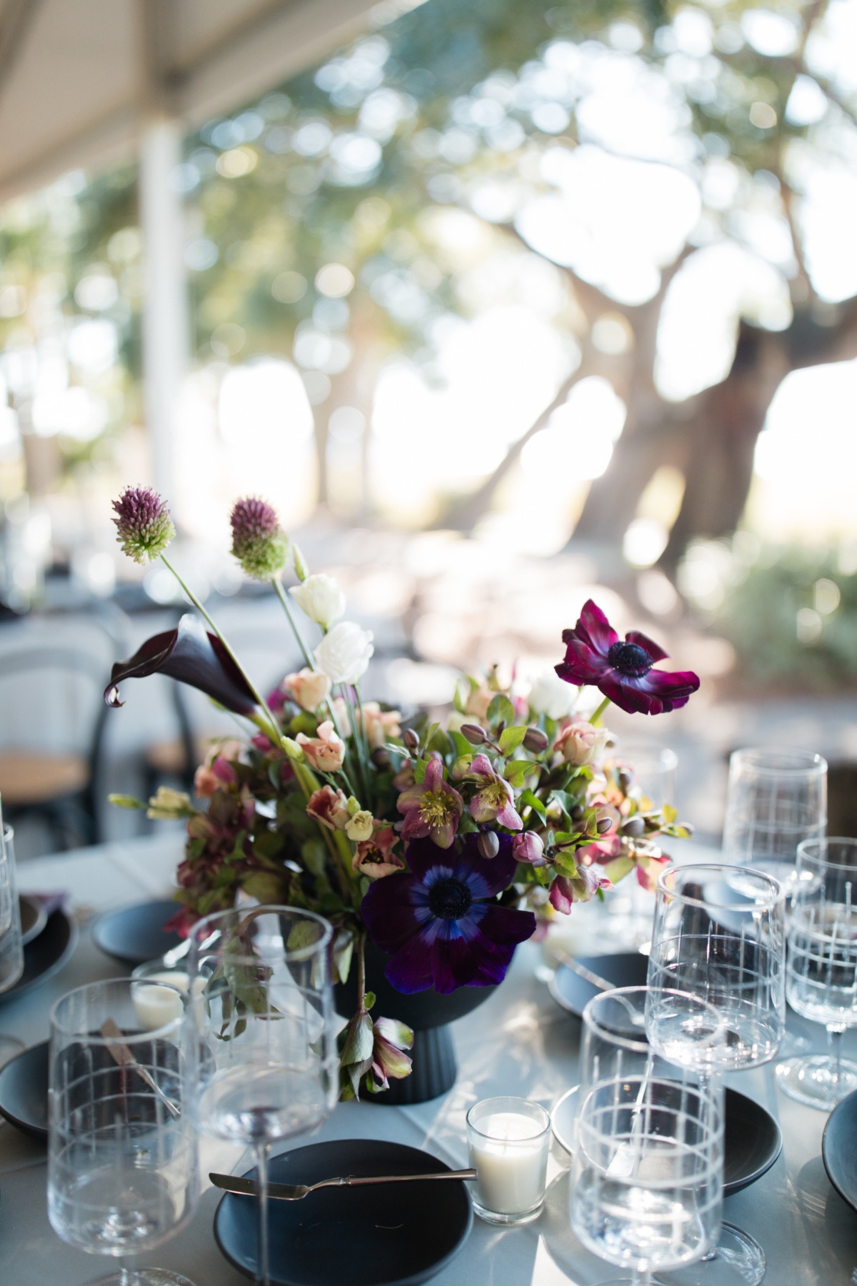 dramatic moody wedding floral centerpieces