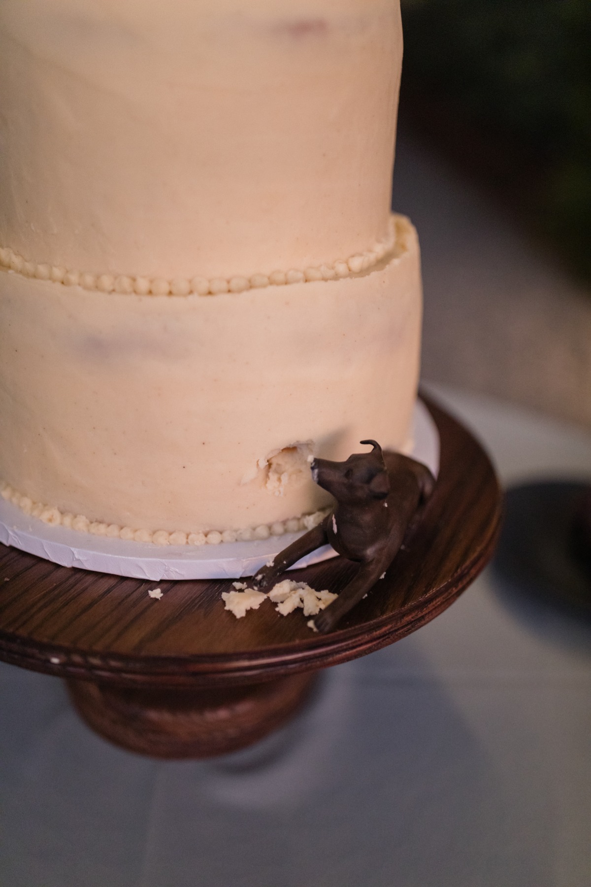 cute dog eating cake figureine