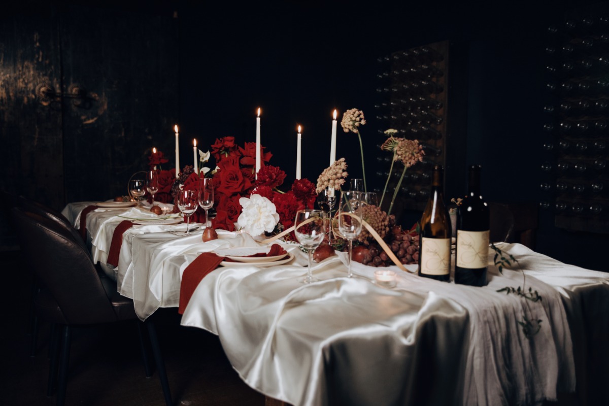 moody wedding tablescape