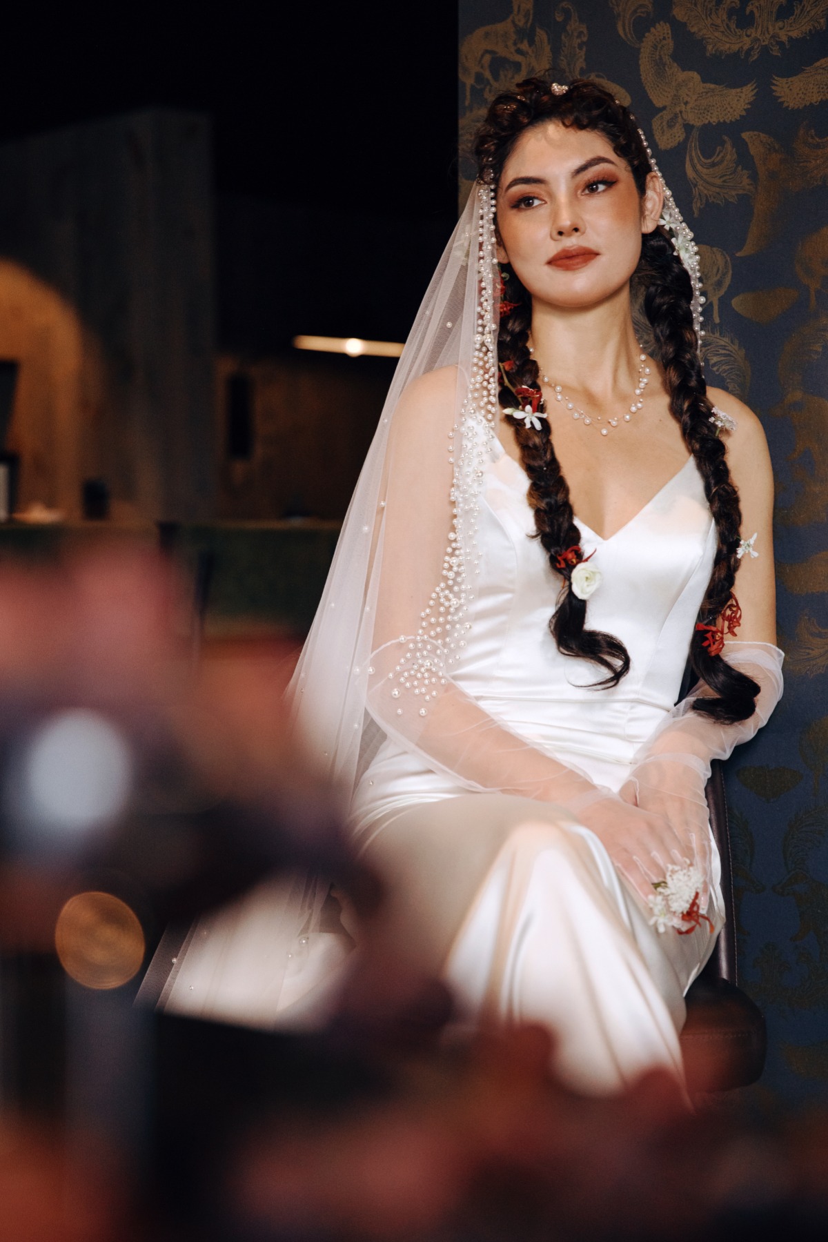 bride with two braids