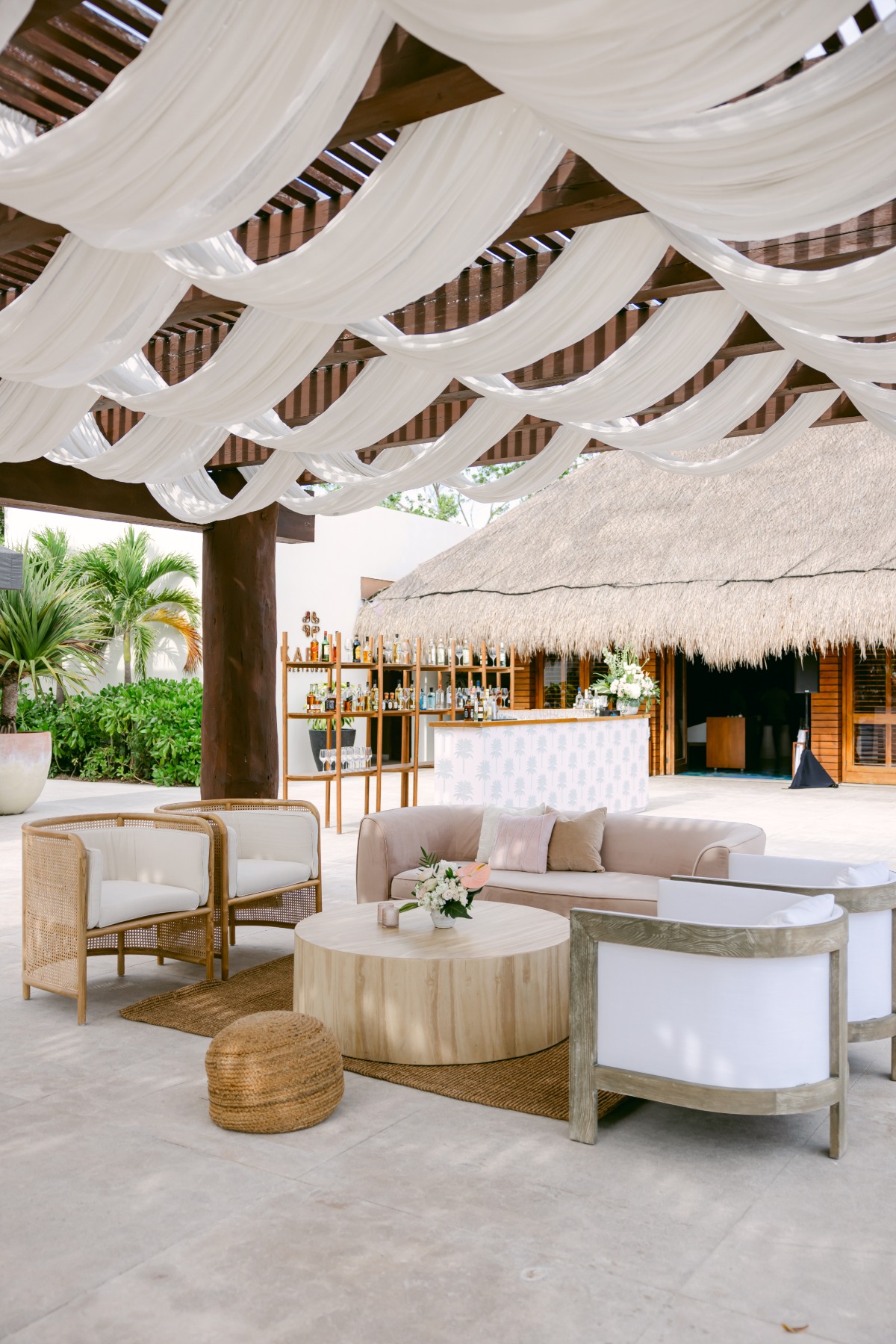 light pink and white and wood decor