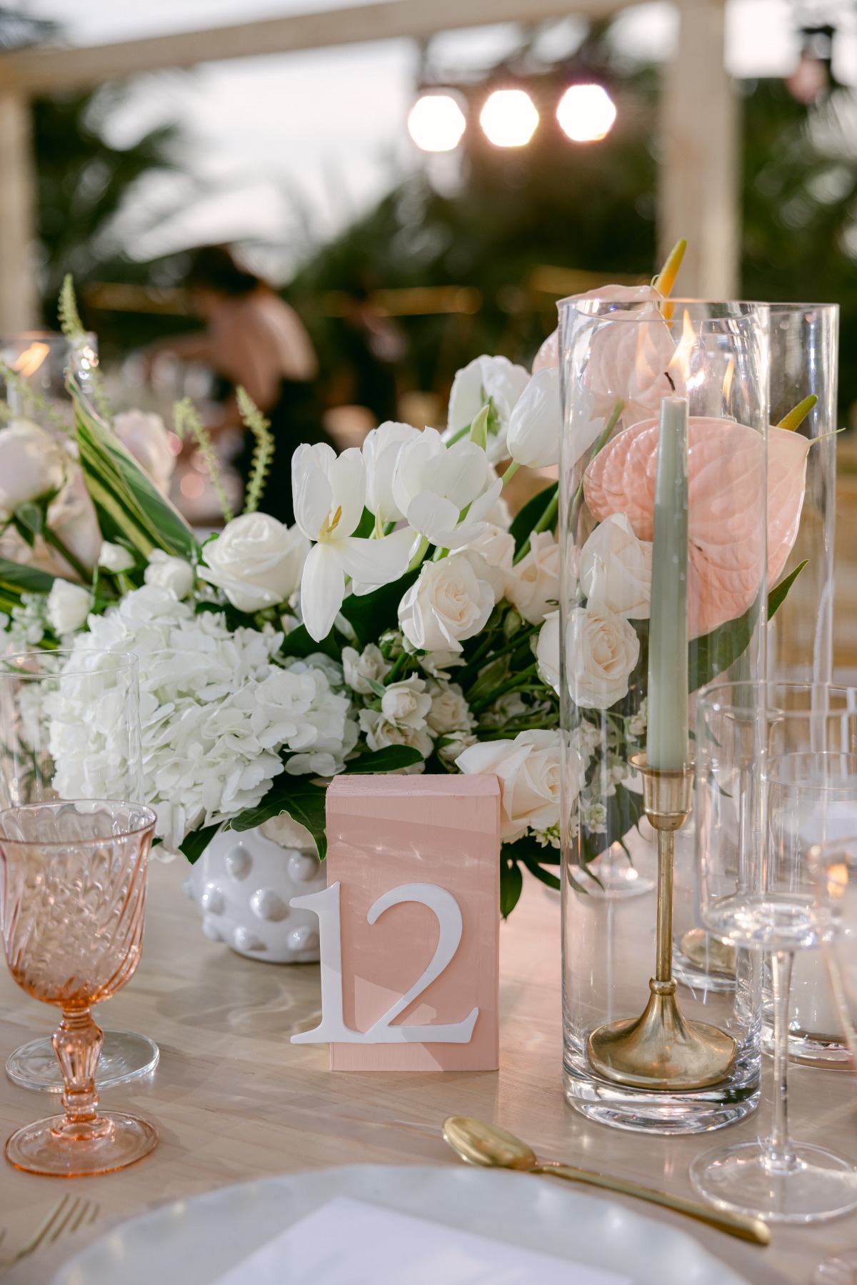 pink and white table numbers