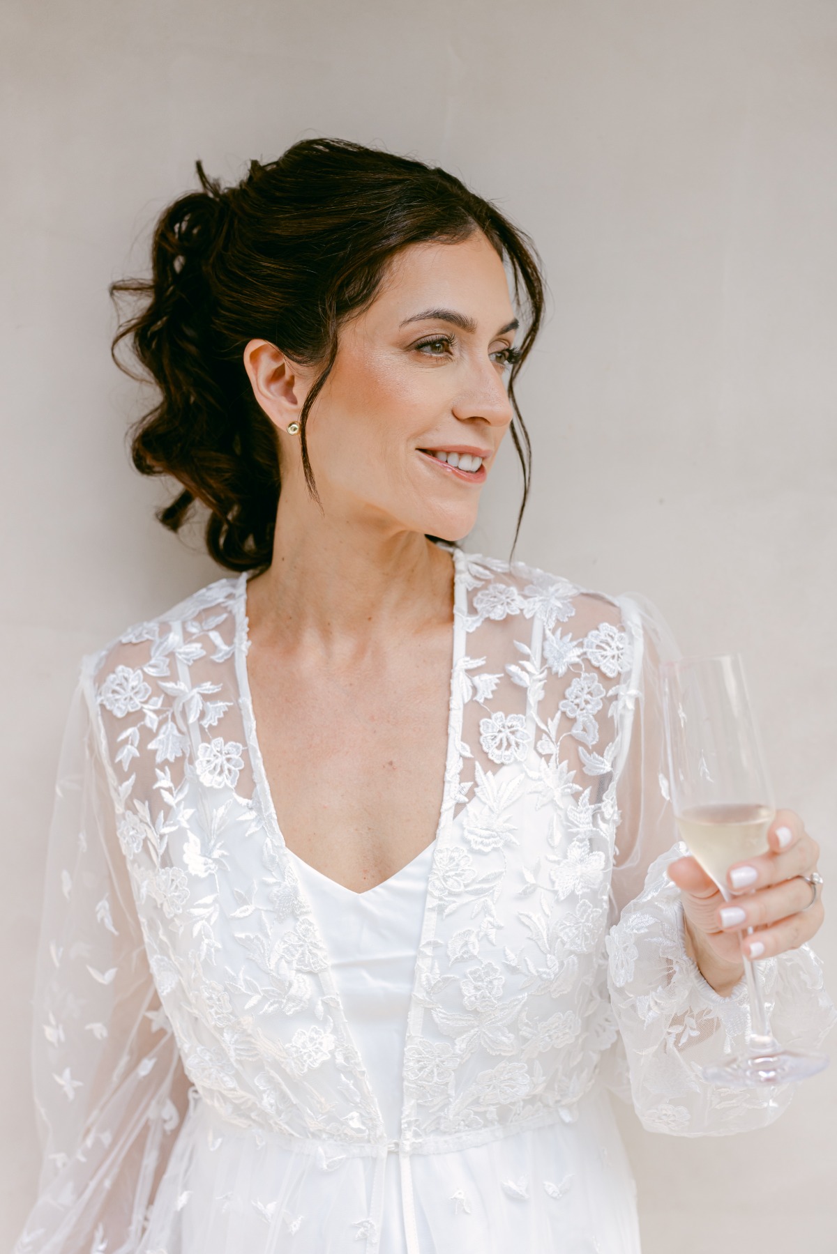 floral lace bridal robe