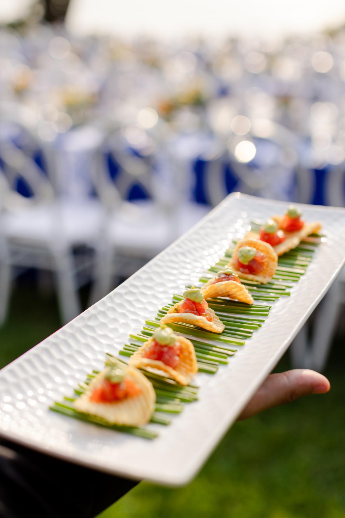 chips and caviar for passed appetizers