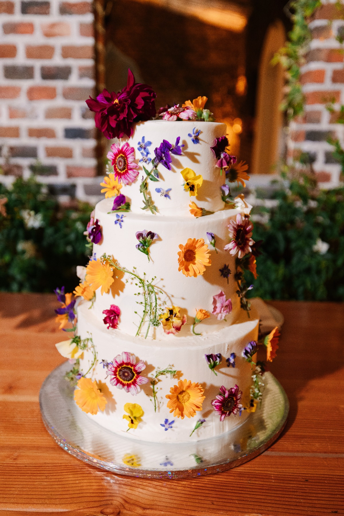 wildflower wedding cake