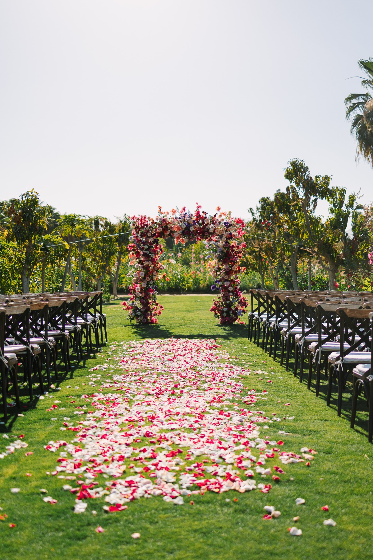 petal lined aisle for wedding