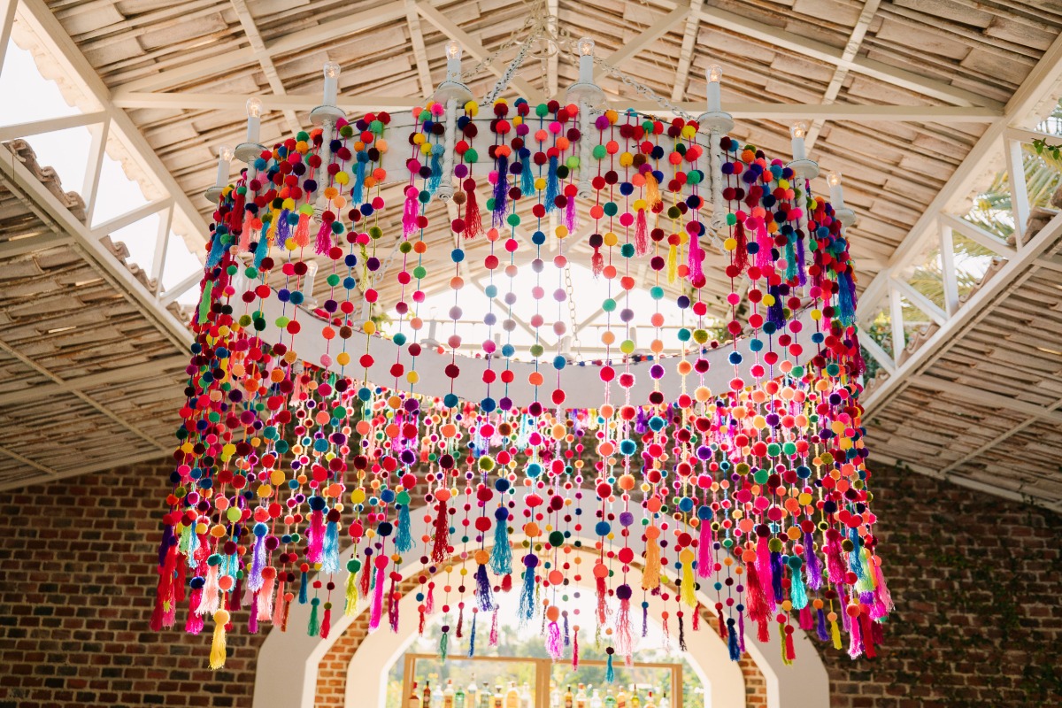 pom pom wedding chandelier