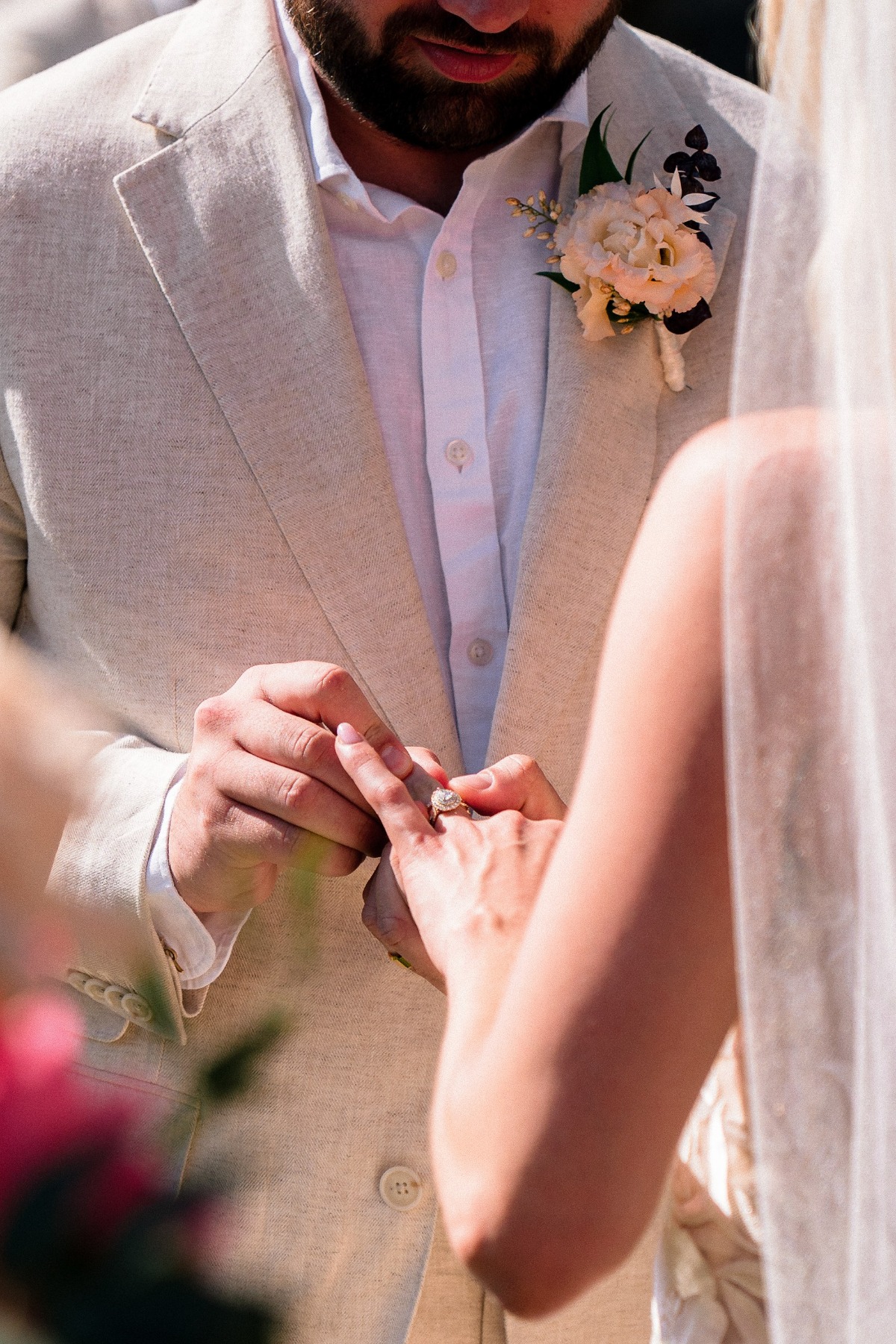 light pink and yellow boutonniere