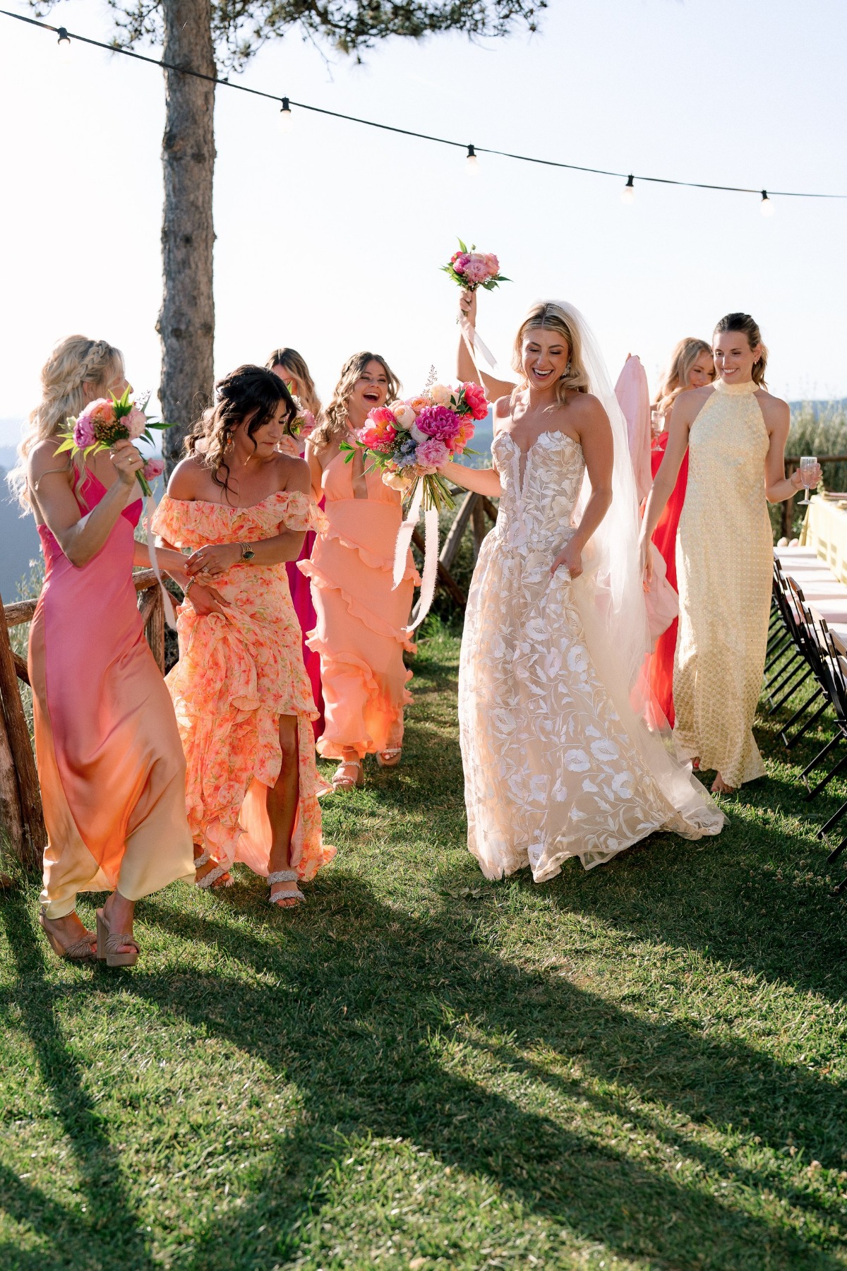 sunset inspired bridesmaid dresses