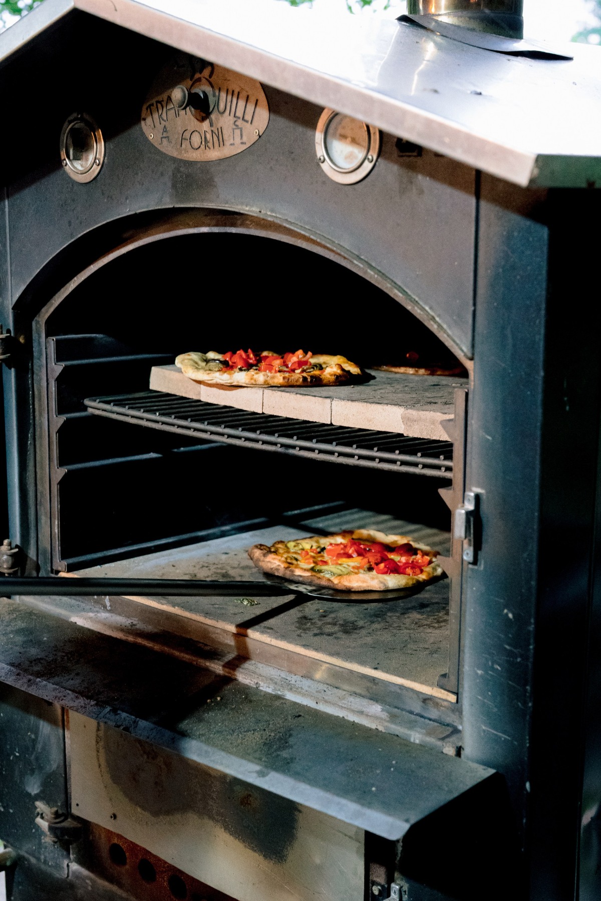 brick oven pizza wedding food