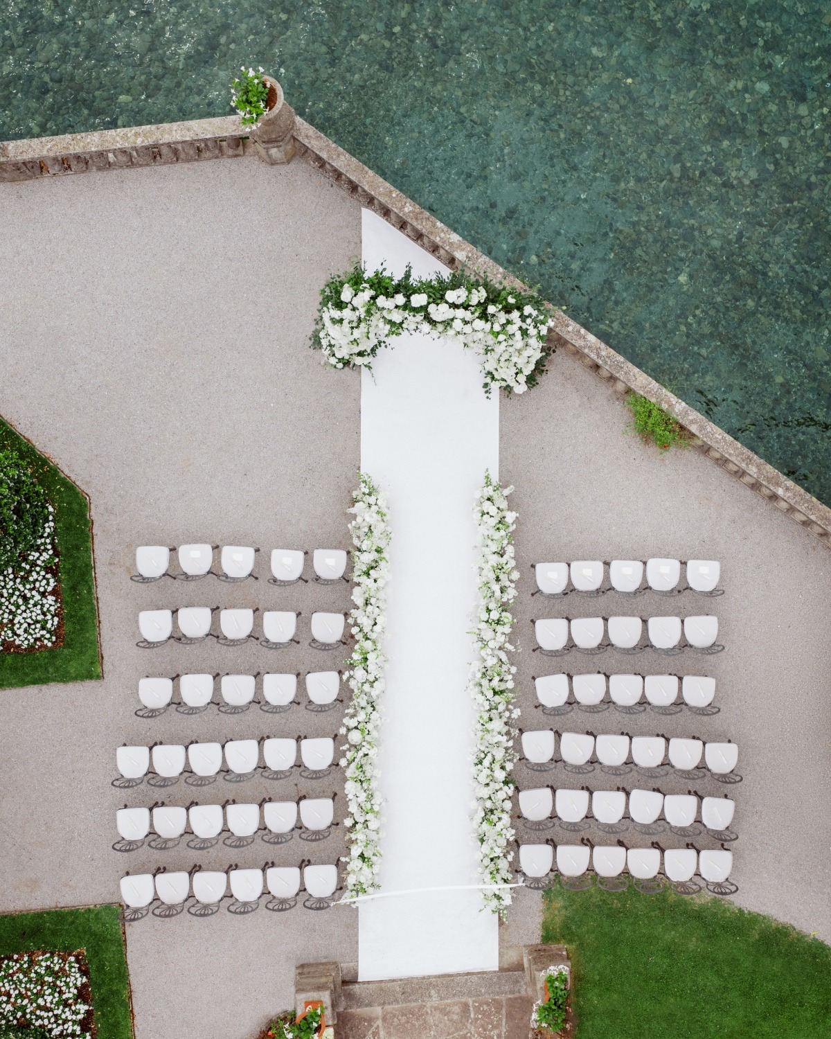 white flower wedding ceremony