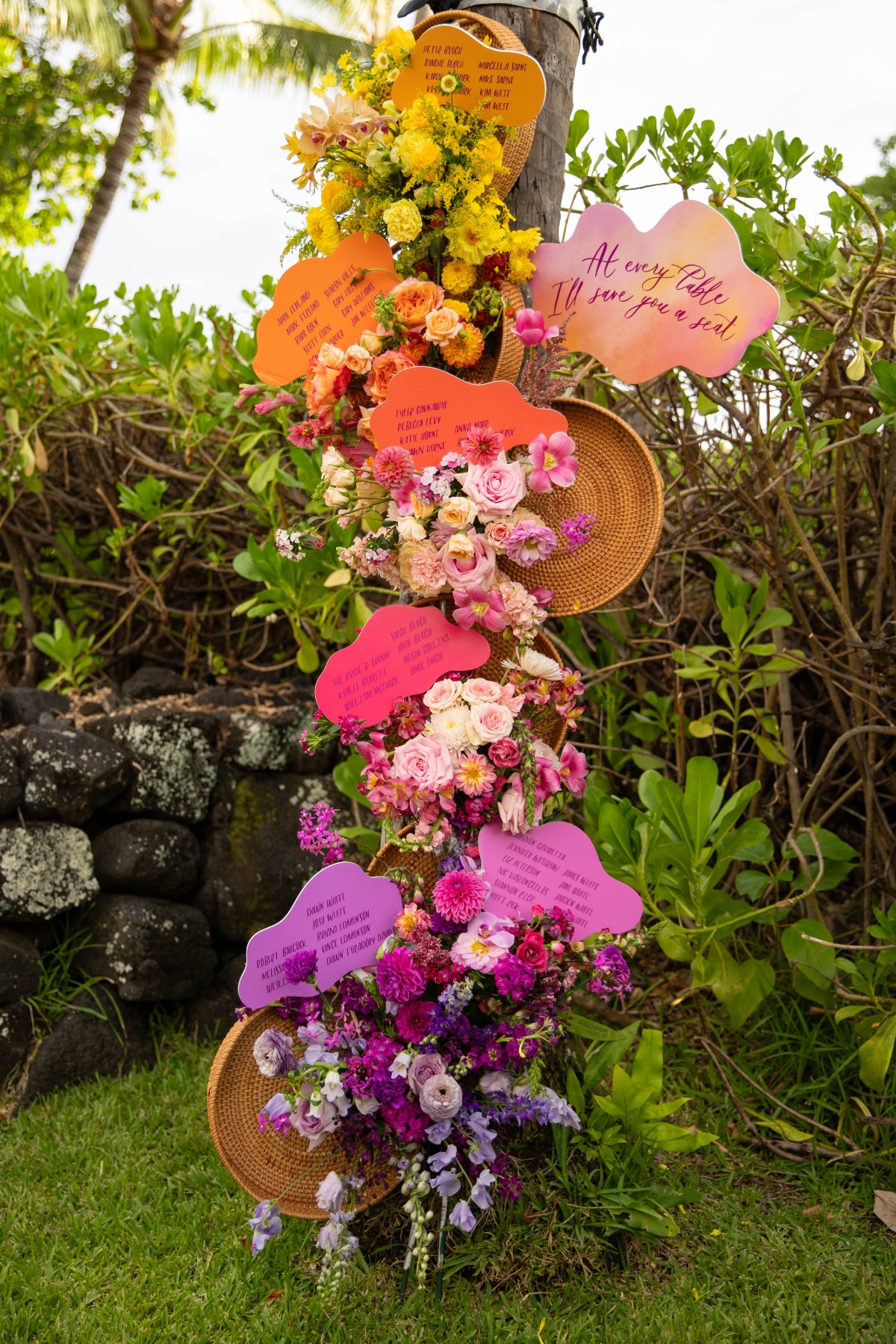 colorful escort display for wedding