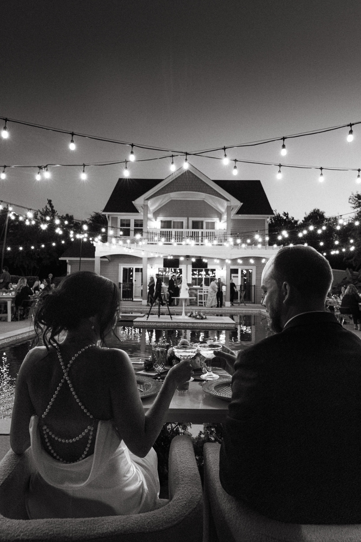backyard wedding reception with pool