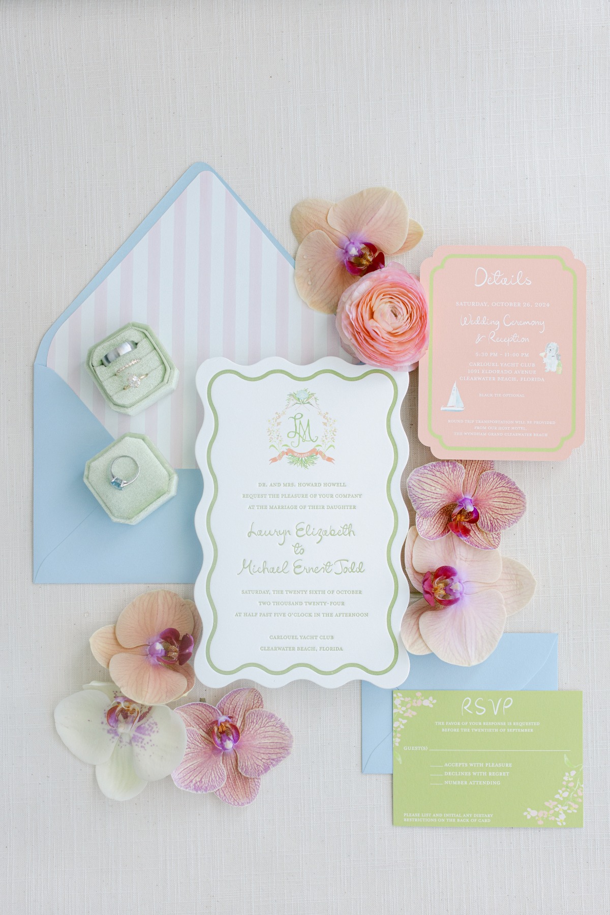 pastel wedding invitation suite