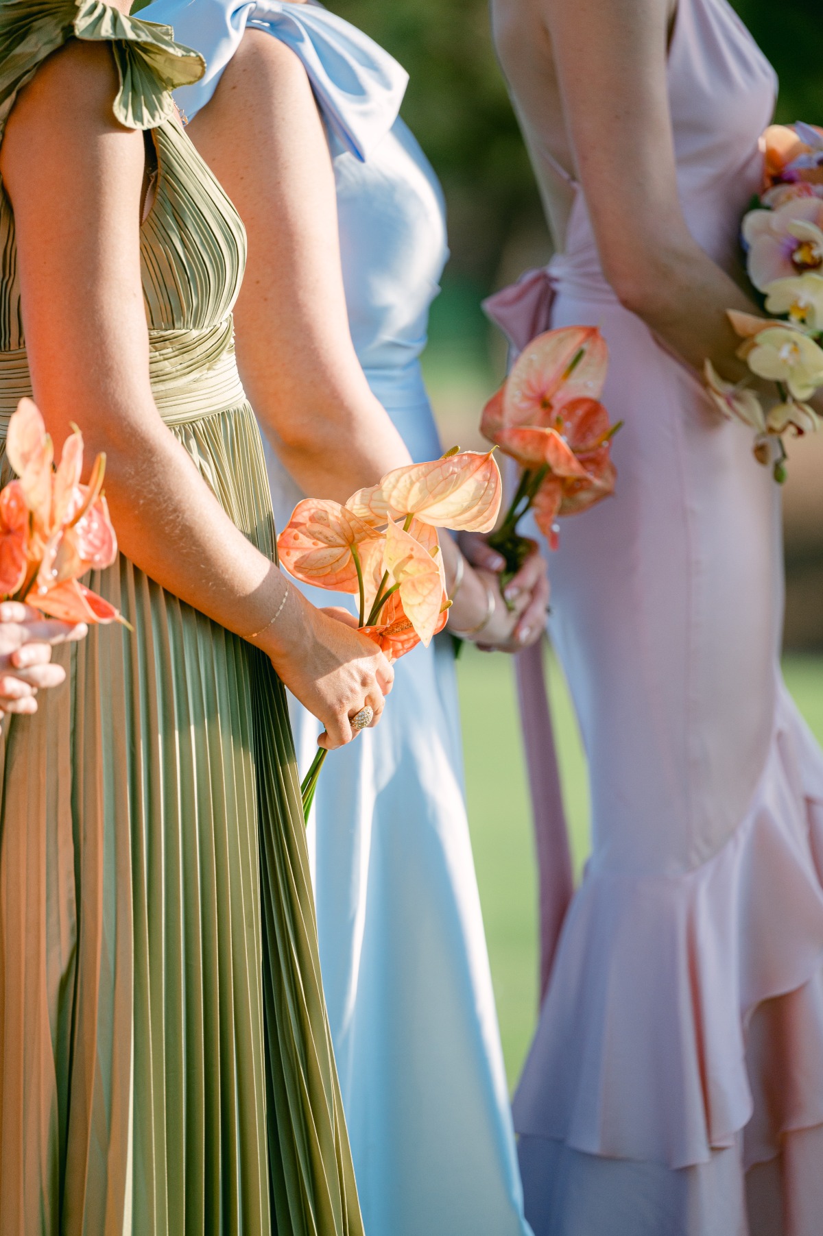 rainbow pastel bridesmaid dresses