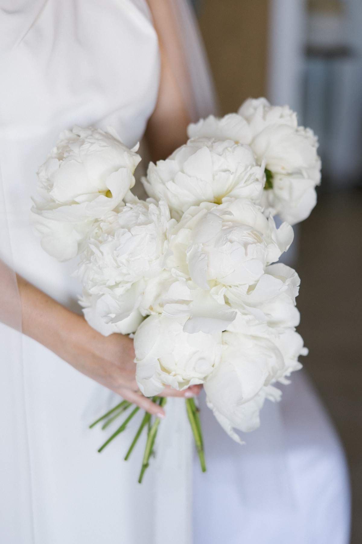 white peony bridal bouquet