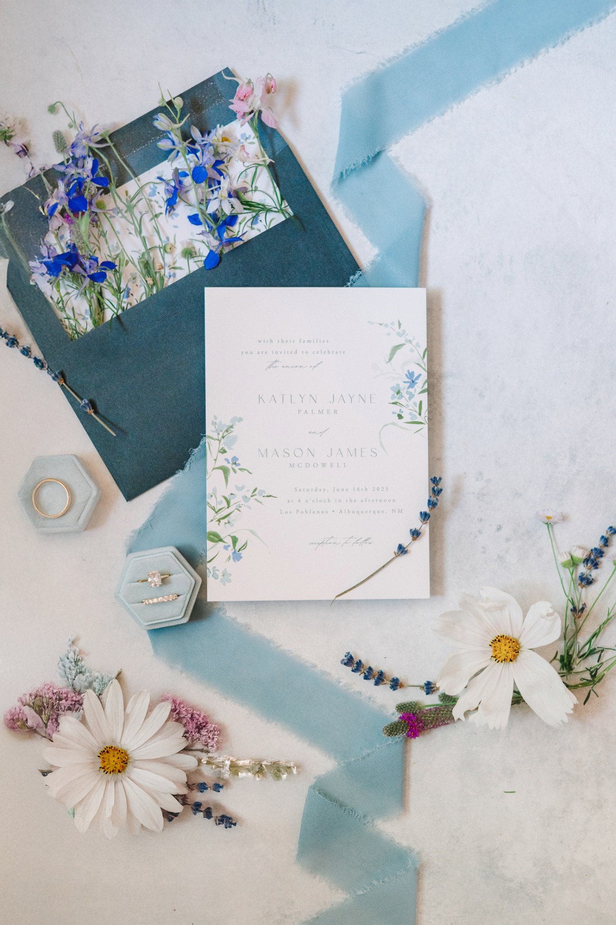 blue floral invitations