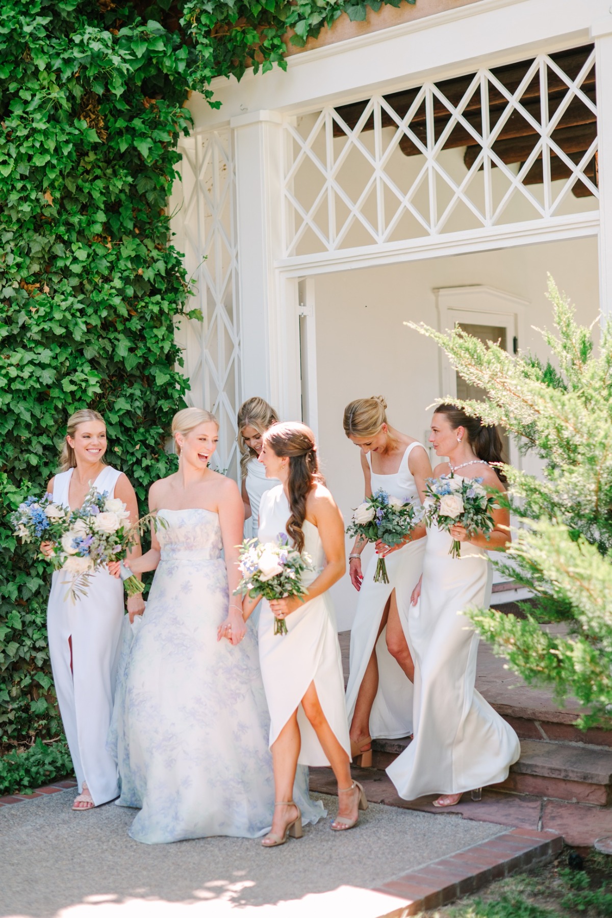 light blue floral wedding dress